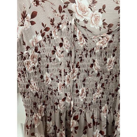 American Eagle Smocked Blouse Floral Peasant Pink Sz M Cottage Coquette Core - Picture 6 of 9